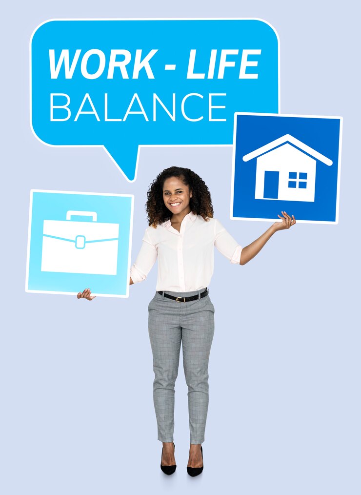 PSD businesswoman looking for a work life balance
