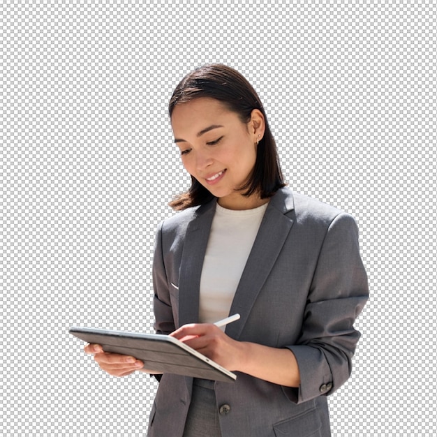businesswoman working on tablet
