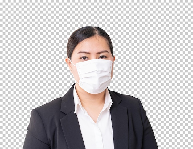 PSD businesswomen wearing face mask isolated