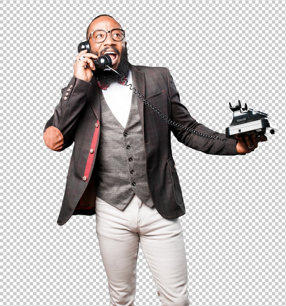 PSD bussines black man talking by telephone