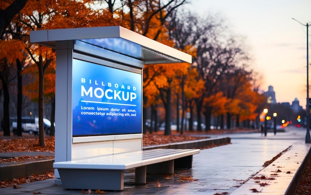 PSD busstop billboard sing mockup in de stad