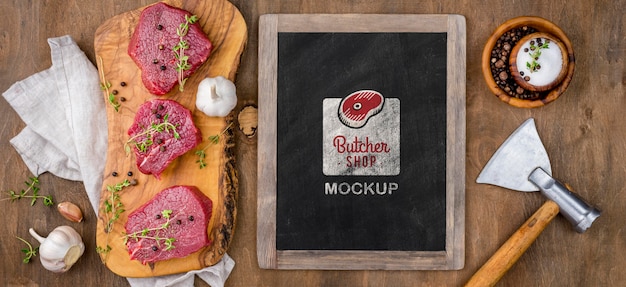 PSD butcher shop mock-up top view