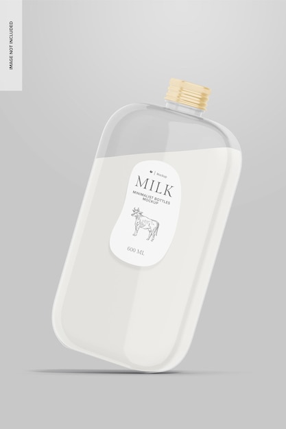Butelka Mleka Z Zaokrąglonymi Narożnikami Makieta Pochylona