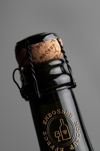 PSD butelka na napój alkoholowy z efektem etykiety i logo