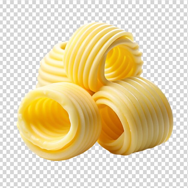 Butter curls rolled isolated on transparent background