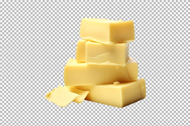 PSD butter pieces stack isolated on transparent background