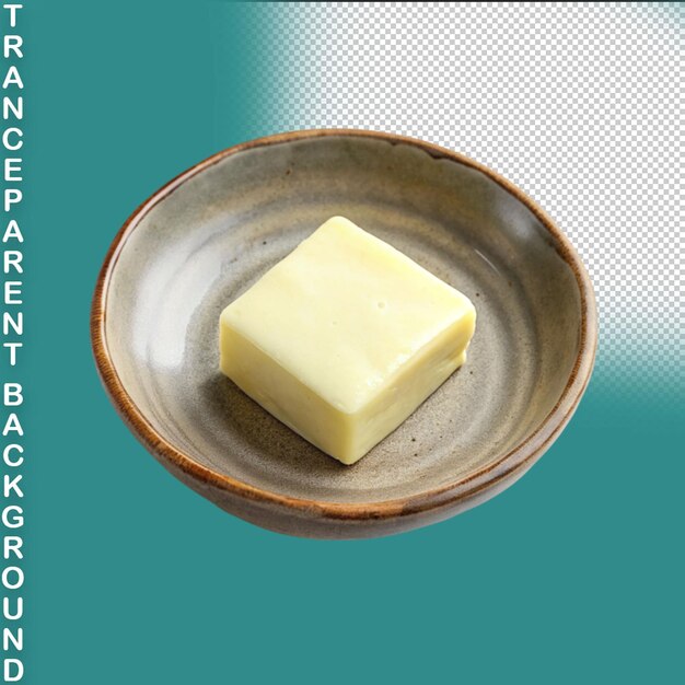 Butter on a white plate isolated on a transparent background