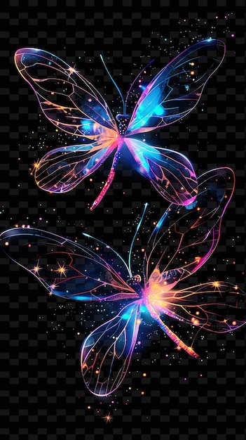 PSD butterflies on a black background free vector