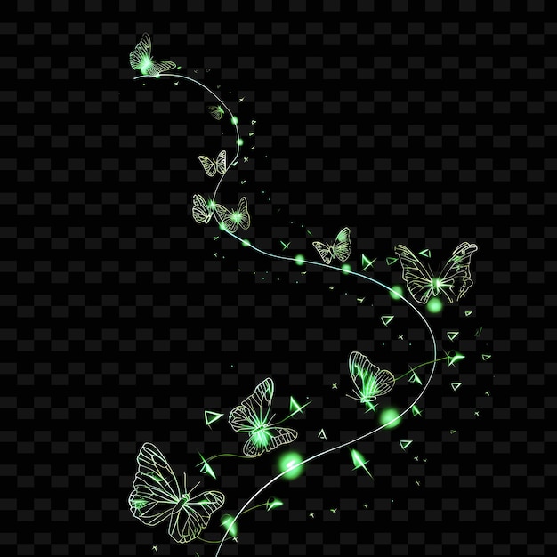 PSD butterflies on a black background with a green light