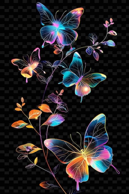 PSD butterflies on a black background