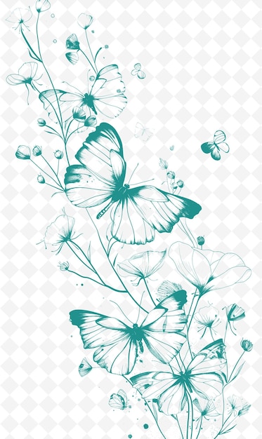 PSD butterflies on a flower background free vector