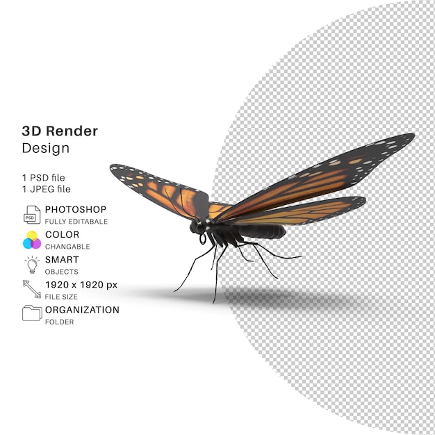 Butterfly 3d modeling psd file realistic butterfly