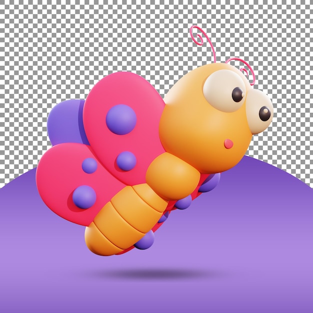 PSD butterfly 3d rendering pose 3