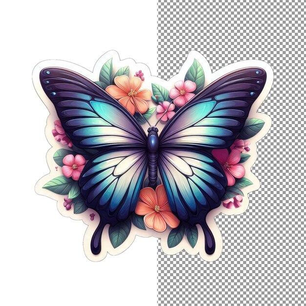 Butterfly Bliss Amidst Floral Splendor Sticker