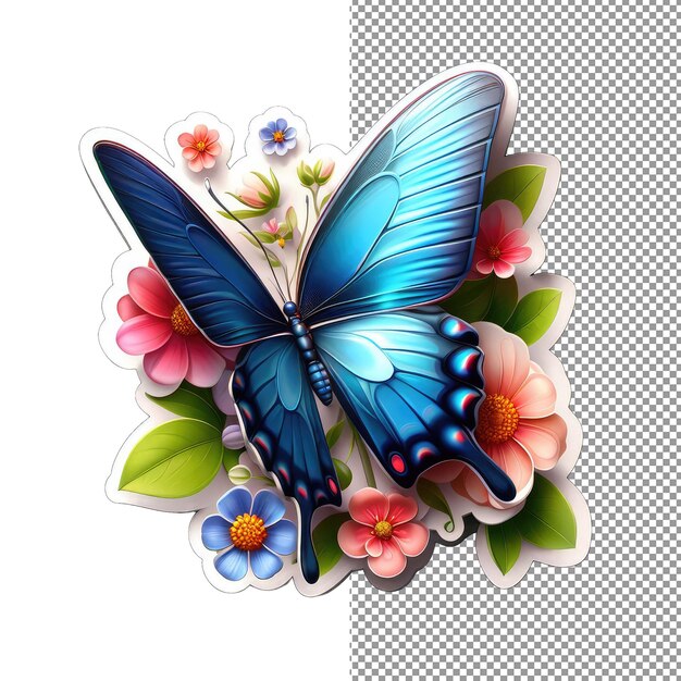 Butterfly bliss amidst floral splendor sticker