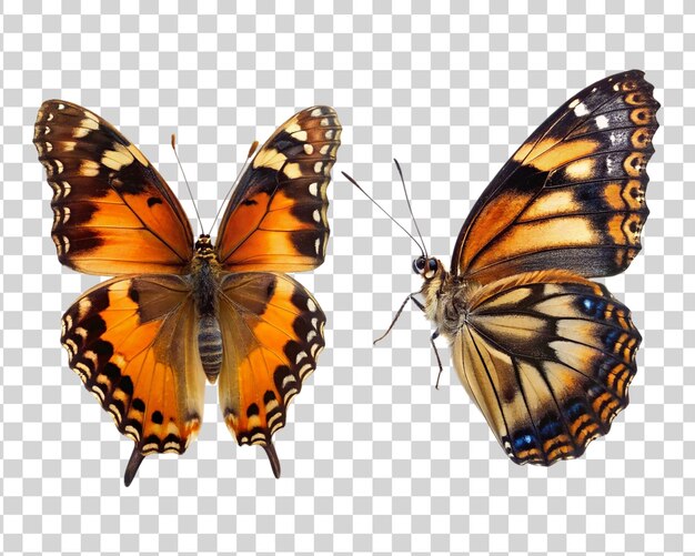 Butterfly collection isolated on transparent background set of colorful butterflies