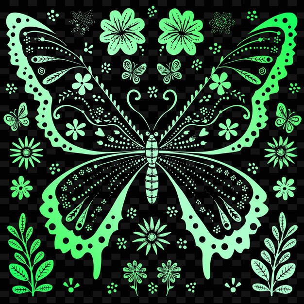 PSD a butterfly design with butterflies and flowers on it