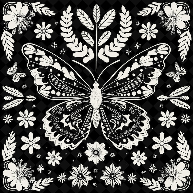 PSD a butterfly design with flowers and butterflies on it