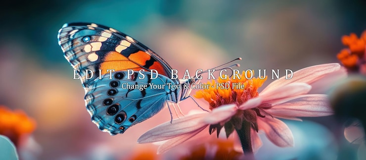 PSD butterfly on a flower