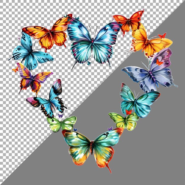 Butterfly heart sticker style on transparent background ai generated