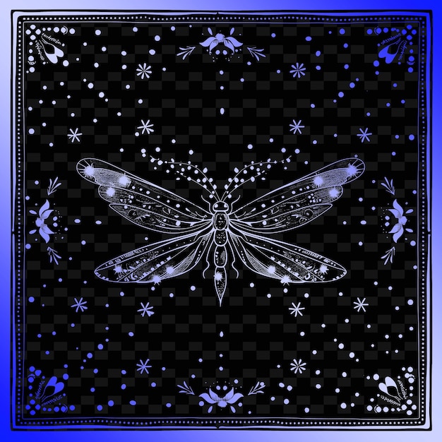 A butterfly is on a black and blue background