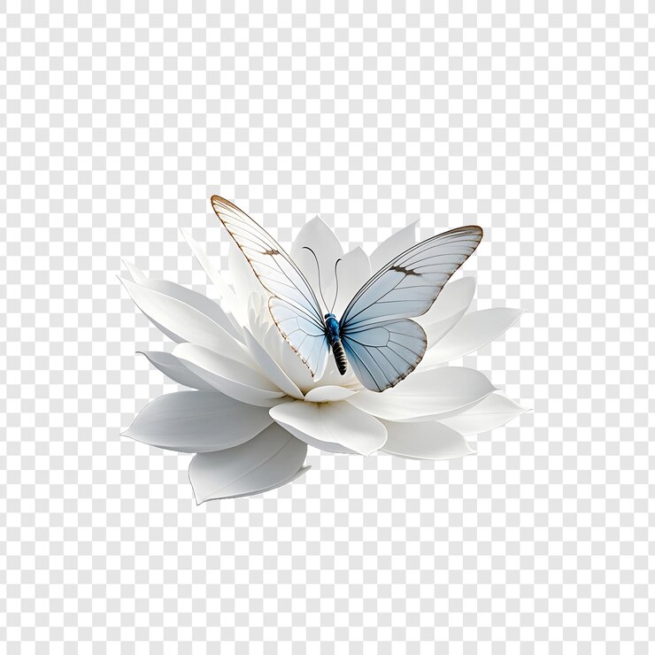 PSD a butterfly is flying over a flower