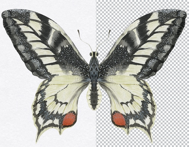 PSD butterfly machaon. natural watercolor illustration