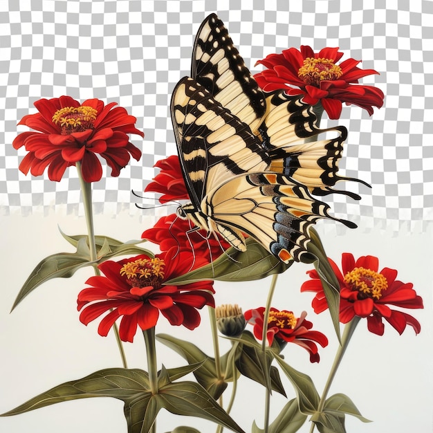 PSD a butterfly sits on a flower and looks at the camera