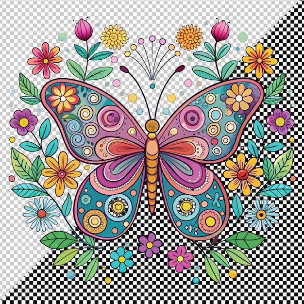 PSD butterfly with flower on transparent background