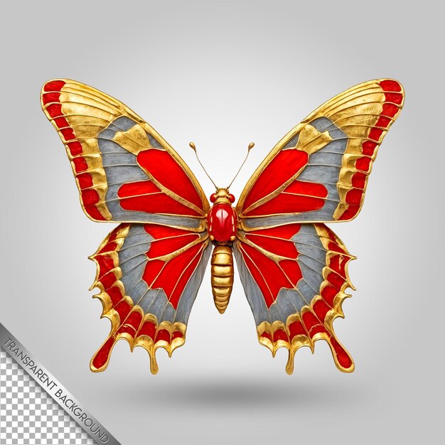 PSD a butterfly with a red and gold wings on it