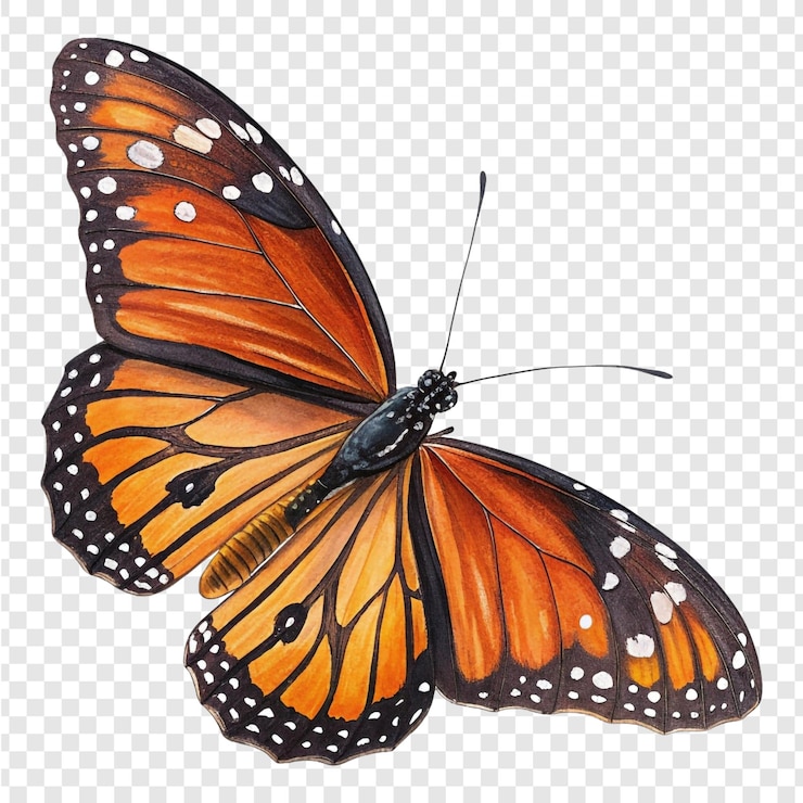 PSD a butterfly with a yellow wings with isolated on transparent background png file