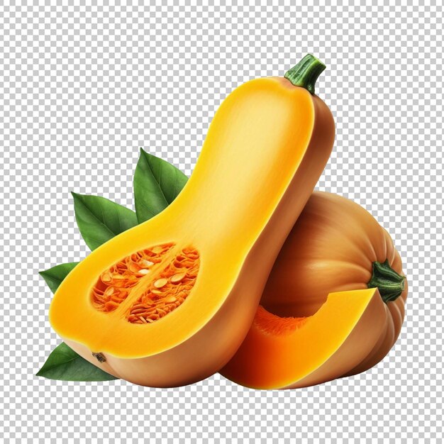 Butternut pumpkin isolated on transparent background Ai generative