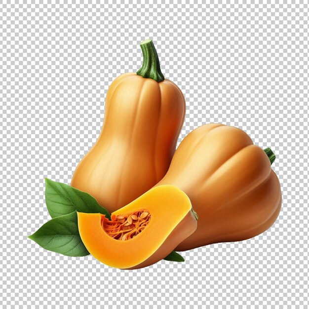 Butternut pumpkin isolated on transparent background ai generative