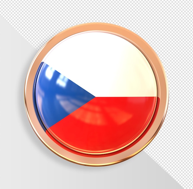 PSD button flag of czech republic 3d render