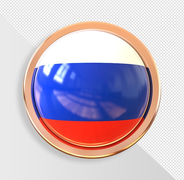 Button flag of russia 3d render