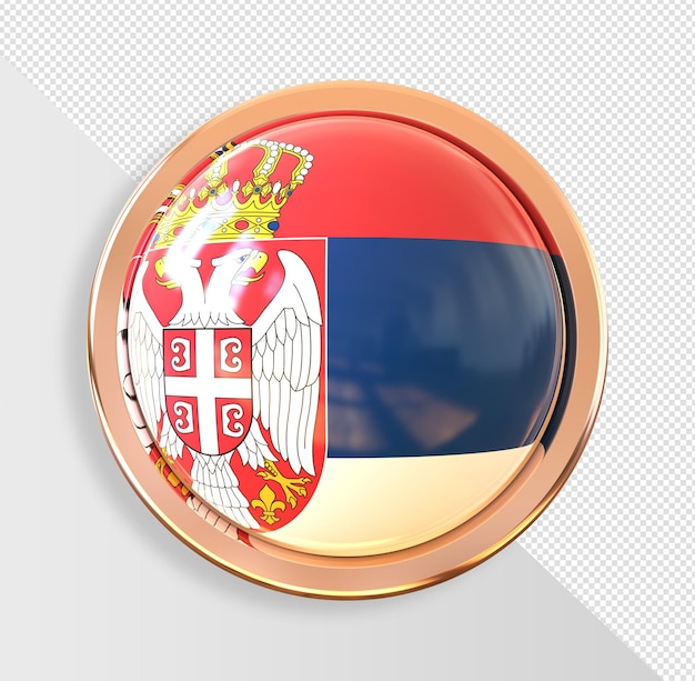 Button Flag of Serbia 3d render