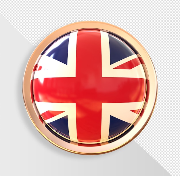 Button flag of united kingdom 3d render