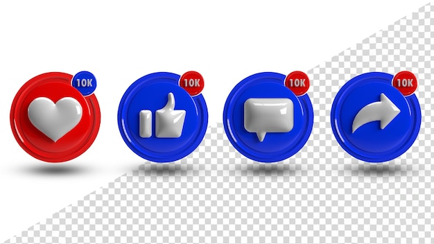 Button icons like on social media sites in a long shadow that looks simple.