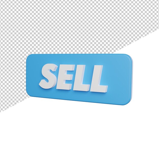 button sign sell side view 3d rendering icon illustration on transparent background