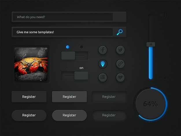 PSD button ui kit collectie psd