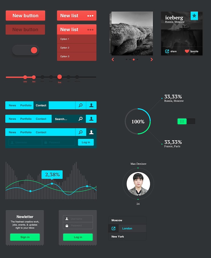 PSD button ui kit collection psd