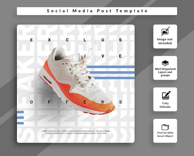 PSD buty do tenisówek szablon transparent mediów społecznościowych