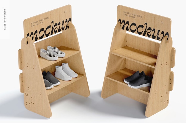 PSD buty drewniane wystawców makieta