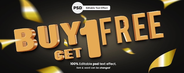 Buy 1 get 1 free 3d editable premium text effect with background