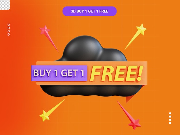 PSD buy 1 get 1 free 3d icon