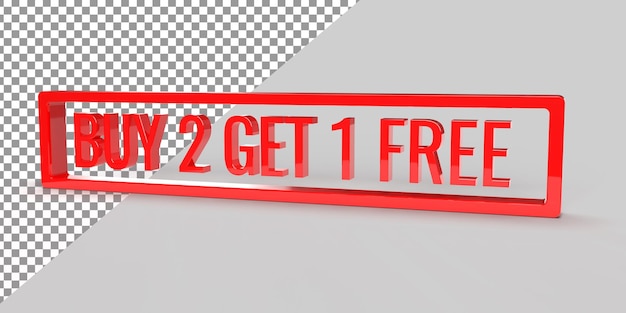 PSD buy 2 get 1 free 3d render,  super shop concepts, and sale discount stickers.