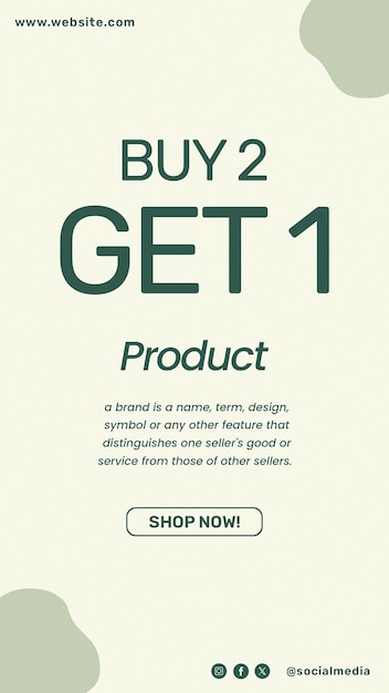 Buy 2 get 1 modello di storie instagram psd design