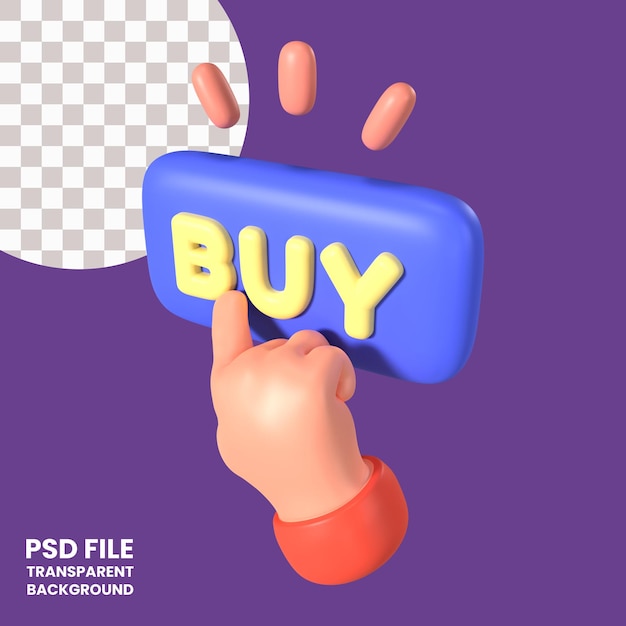 PSD 구매 버튼 3d 일러스트 아이콘