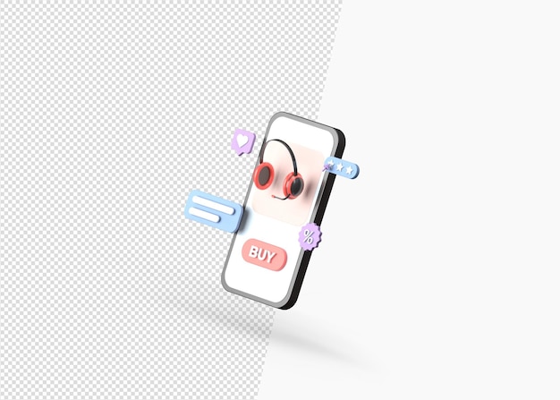 buy a headphone online shopping with 3d rendering