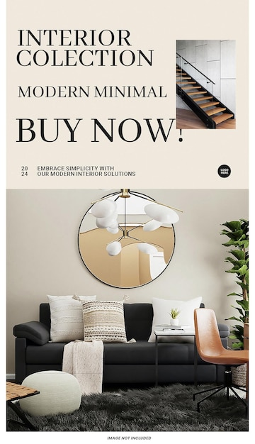 Buy now modern interior with minimalist furniture instagram stories template psd design